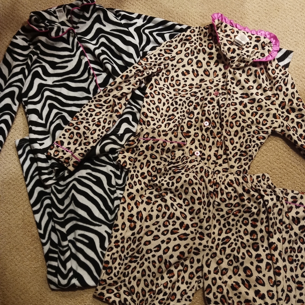 TWO Animal Print Pajama Sets, Girls Sizes 10-12!